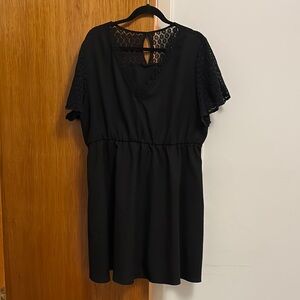 Black A-line Mini Dress with Dolman Sleeves